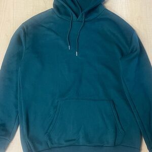 Women,s Teal Blue Pullover Hoodie Soft Fabric Classic Design Large Like New